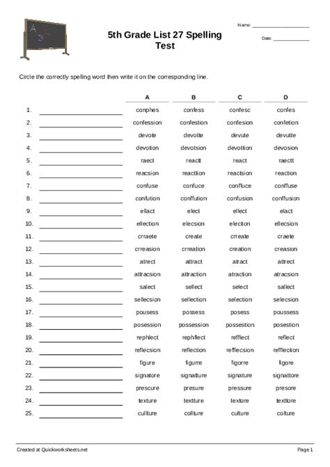 5th Grade Spelling Words