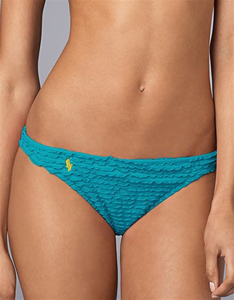 lyst lauren by ralph lauren ruffled hipster bikini bottoms in blue