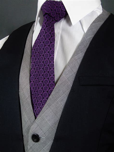 Purple Tie Balck And Purple Classic Necktie For Men