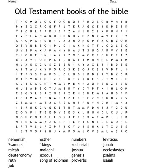 Old Testament Books Of The Bible Word Search Wordmint