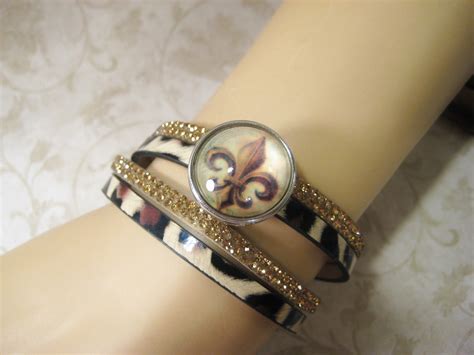 Fleur De Lis Wrap Bracelet Fleur De Lis Bracelet Fleur De Etsy