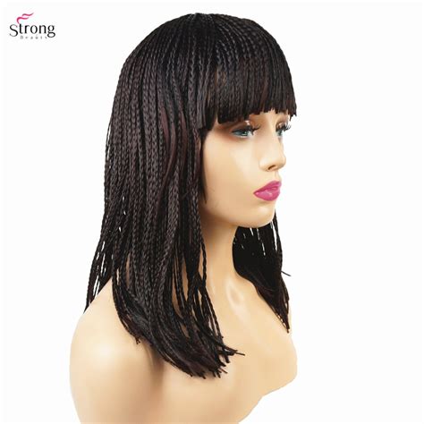 Womens Synthetic Wig Black Braided Box Braids Wigs For African