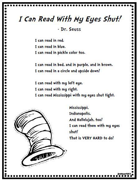 Mrs Brinkmans Blog Poems And Songs Dr Seuss Activities Dr Seuss
