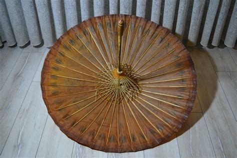 Hand Painted Parasol Bamboo Umbrella Vintage Japanese Bamboo Etsy