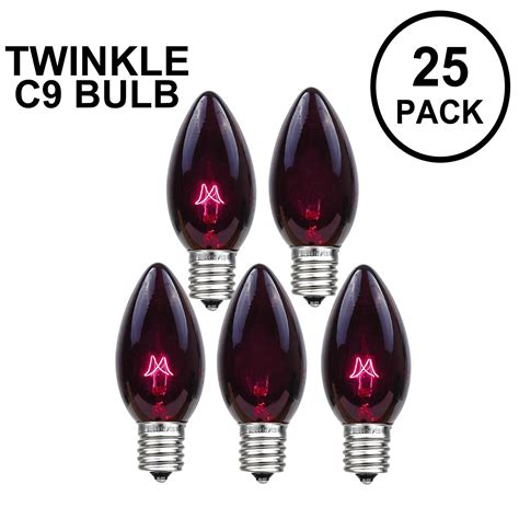 25 Pack C9 Black Light Random Twinkling Replacement Flasher Bulbs