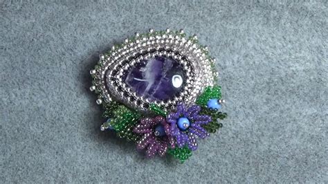 Beaded Embroidery Brooch Process Youtube