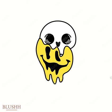 Buy Melting Smiley Skull SVG PNG Retro Dripping Happy Face Svg Online