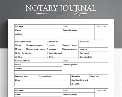 Free Pdf Printable Notary Journal Template Printable Templates By Nora