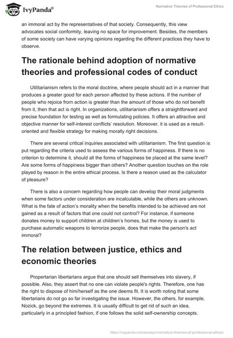 Normative Theories Of Professional Ethics 879 Words Essay Example