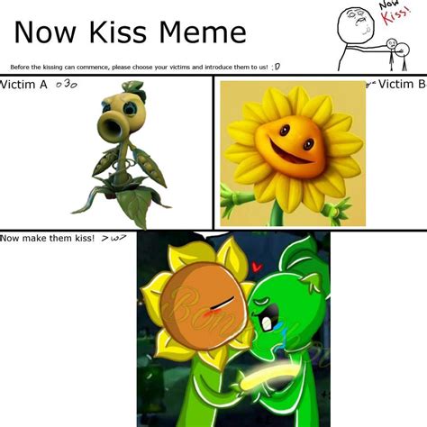 Now Kiss Meme Peashooter X Sunflower By Gamingfan1935 On Deviantart