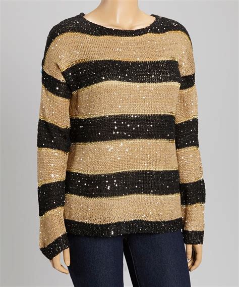 Mocha Glitter Stripe Sweater Plus Zulily Sweaters Stripe Sweater