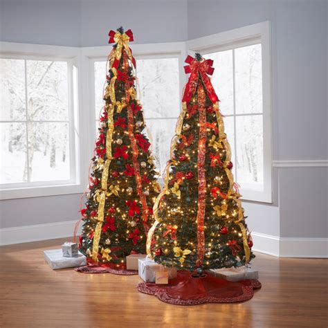 Fully Decorated Pre Lit 6 Ft Pop Up Christmas Tree Brylane Home