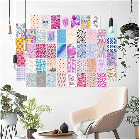 Ecty 50pcs Preppy Aesthetic Pictures Wall Collage Kit Retro Style