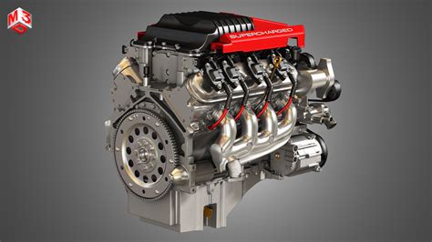 Lsa V8 Engine Supercharged Muscle Car Engine 3d Model Cgtrader