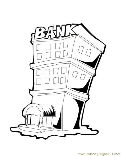 Bank Building Coloring Page For Kids Free Buildings Printable
