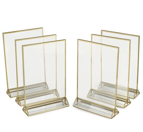 buy super star quality clear acrylic double sided frames with gold borders and vertical stand