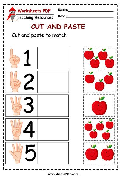 Apples Cut And Paste To Match Worksheets Pdf