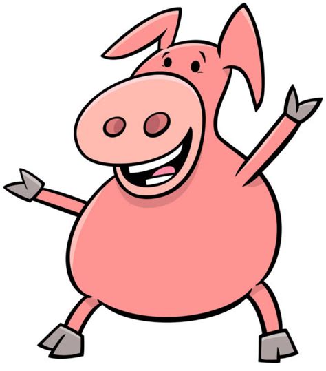 Happy Pig Animal Cartoon Character Color Book Stock Vector Image By