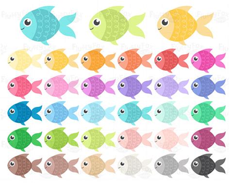 Fish Clipart Fishes Clip Art Fishies Aquatic Marine Cartoon Etsy