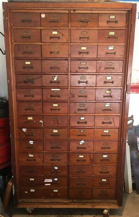 Large Vintage 56 Drawer Library Card Catalog Storage Cabinet Cupboard 7