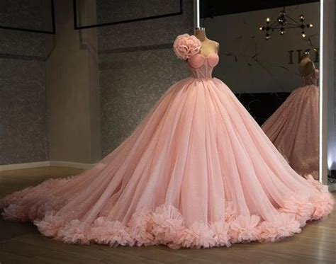 Ruffles Ball Gown Quinceanera Dress Pink Pleats Spaghetti Strap Puffy