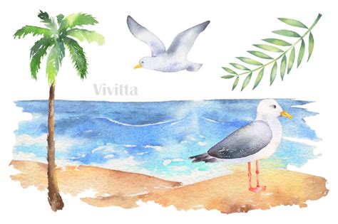 surfing collection watercolor cliparts by vivitta thehungryjpeg