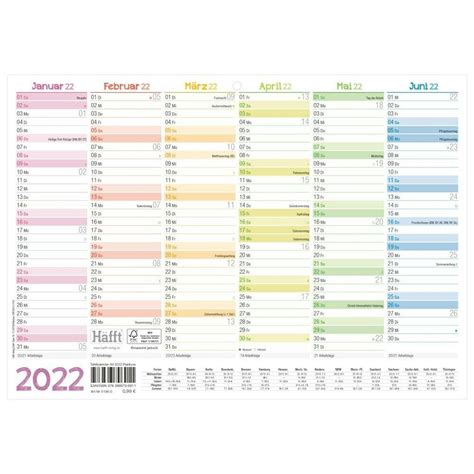 Häfft Tafelkalender 2022 Rainbow A4 5er Kauflandde