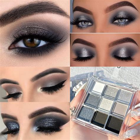 Black Smokey Gray Silver Glitter Shimmer Eye Eyeshadow Makeup Palette9