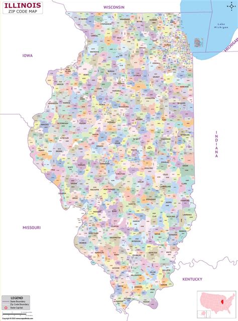 Illinois Map With Zip Codes Viole Jesselyn