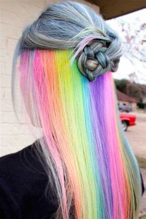 Mesmerizing Hidden Rainbow Hair Love Hairstyles