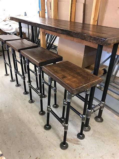 Learn how to build a diy sofa table or console table this is an easy to build woodworking project with a great farmhouse look. Rustic Reclaimed wood Industrial bar Sofa Table-Man cafe ...