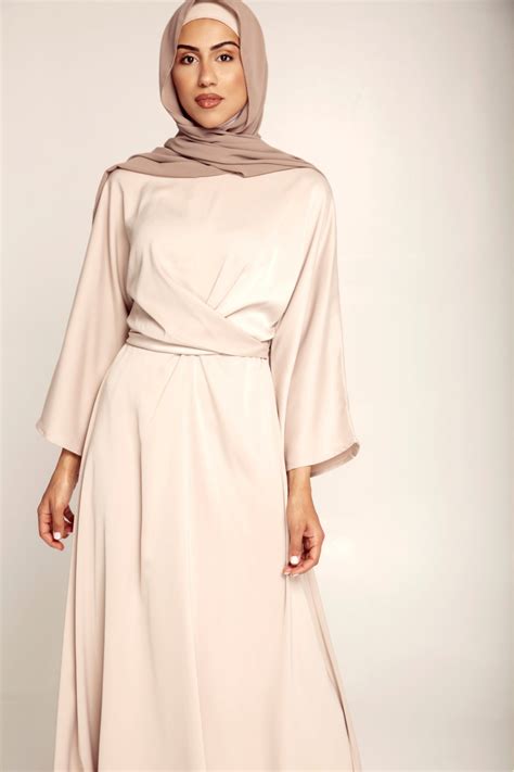 Alle Wrap Waist Maxi Dress Light Nude Modern Hijab Fashion Modesty