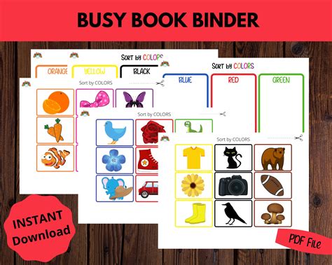 Busy Book Printable For Toddler Learning Activities For 3 Etsy