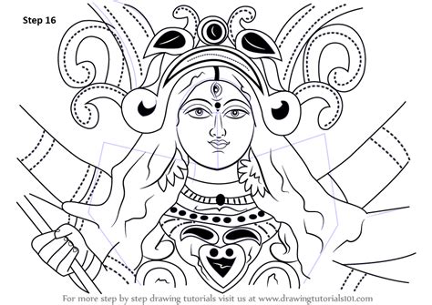 Learn How To Draw Durga Devi Face Hinduism Step By Step Drawing