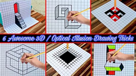 Very Easy 6 Awesome 3doptical Illusion Drawing Tricks On Graph