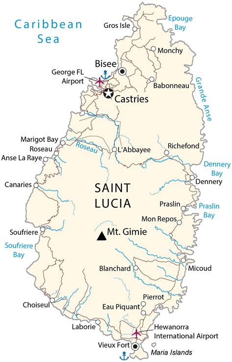 Saint Lucia Map And Satellite Image Gis Geography