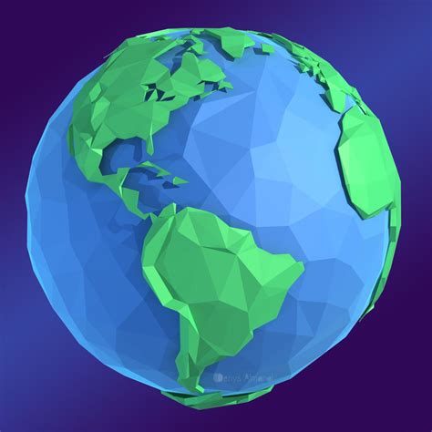 Earth Concept 3d Model Low Poly 3d Models Low Poly Earth Art