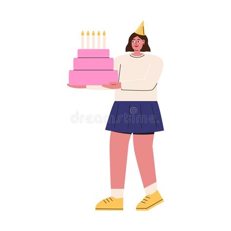 Woman Holding Birthday Cake Stock Illustrations 601 Woman Holding Birthday Cake Stock