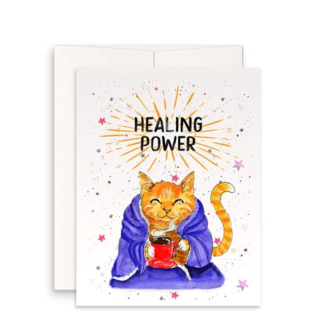 Cat Funny Get Well Soon Card Healing Power Pet Sympathy Etsy