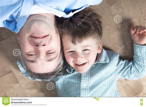 Happy Dad And Son Top View Of Father Stock Image Image Of Playful Human 74576065