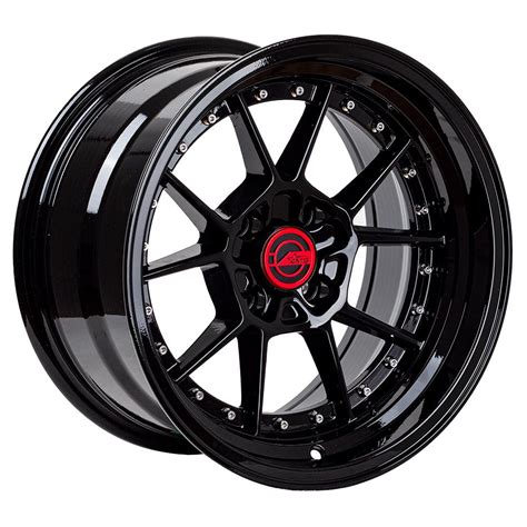 Llantas Aro 15x825 4x100 Et0 Ams Qc1748 Gloss Black Crome Rivets Set