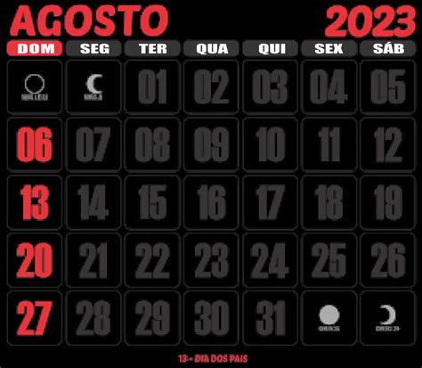 Calendário 2023 Agosto Imagem Legal
