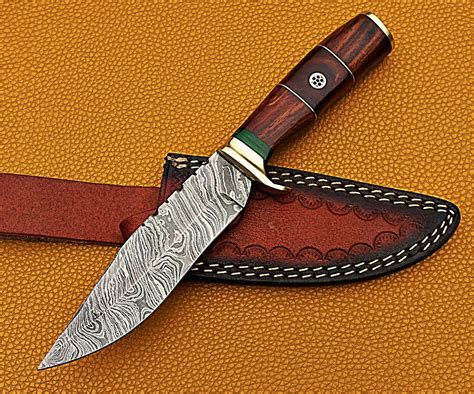 Rose Wood Handle Knife 100 Handmade Forged Damascus Steel Etsy