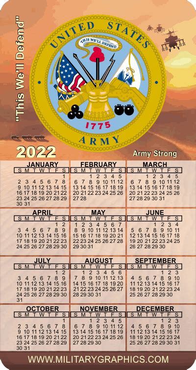 2022 Army Calendar Magnet 1 Military Graphics