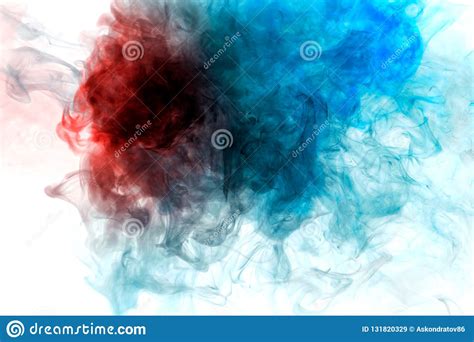 Background Of Blue And Red Wavy Smoke On A White Ground