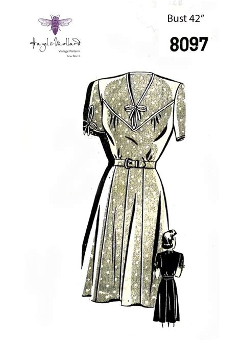 Pdf 1940s Sewing Pattern Yoked Tea Dress Bust 42 1067cm Instantly