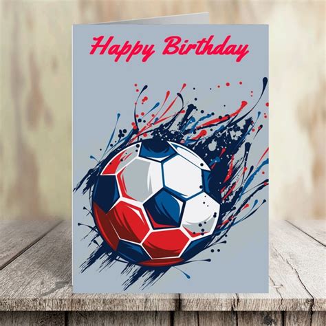 Football Soccer Themed Birthday Card Etsy
