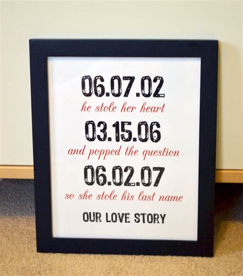 Anniversary gift from husband quotes. First anniversary 8x10 art gift- important dates ...