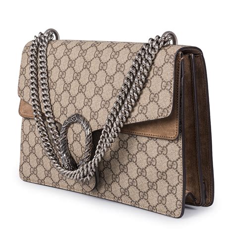 Gucci Brown Beige Gg Large Dionysus Shoulder Handbag My Luxury Bargain