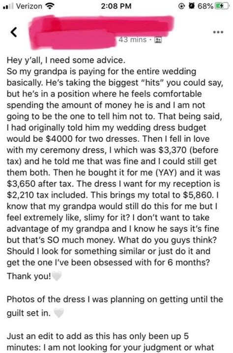 Bride Gets Slated For Saying Grandad S Wedding Dress Fund Of £3 000 Isn T Enough Big World Tale